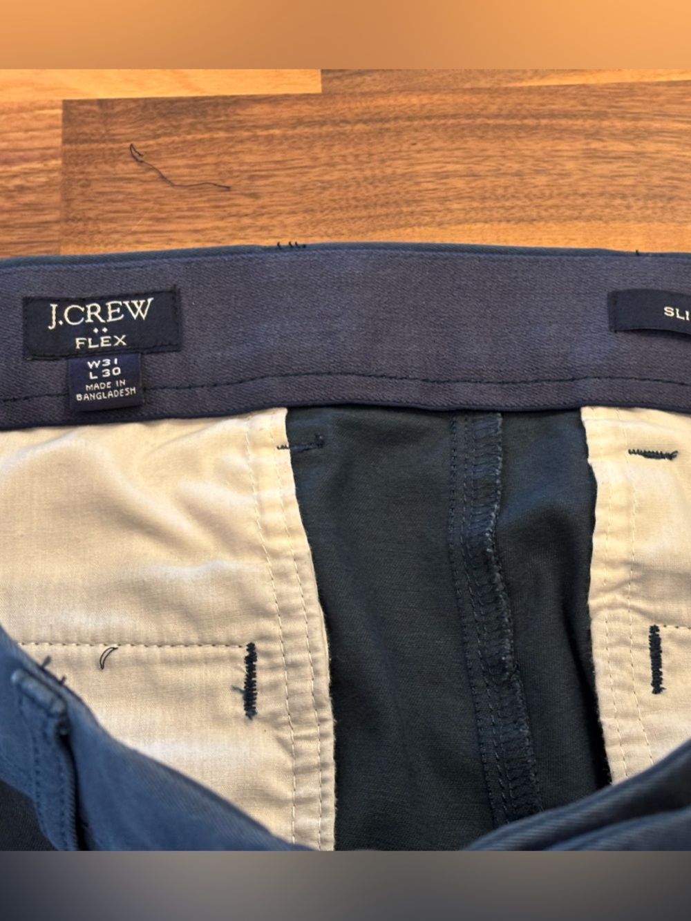 J. Crew Factory Slim Flex Chinos in Navy Blue